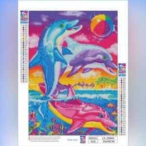 Lisa Frank Dolphins DIY 5D Full Round Drill Diamond Painting